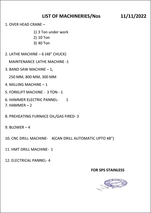 MACHINE LIST